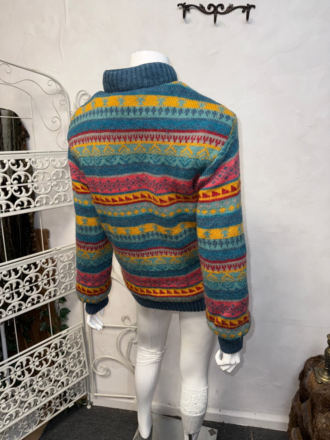 Pink blue nordic reversible knit zipup 상품이미지8