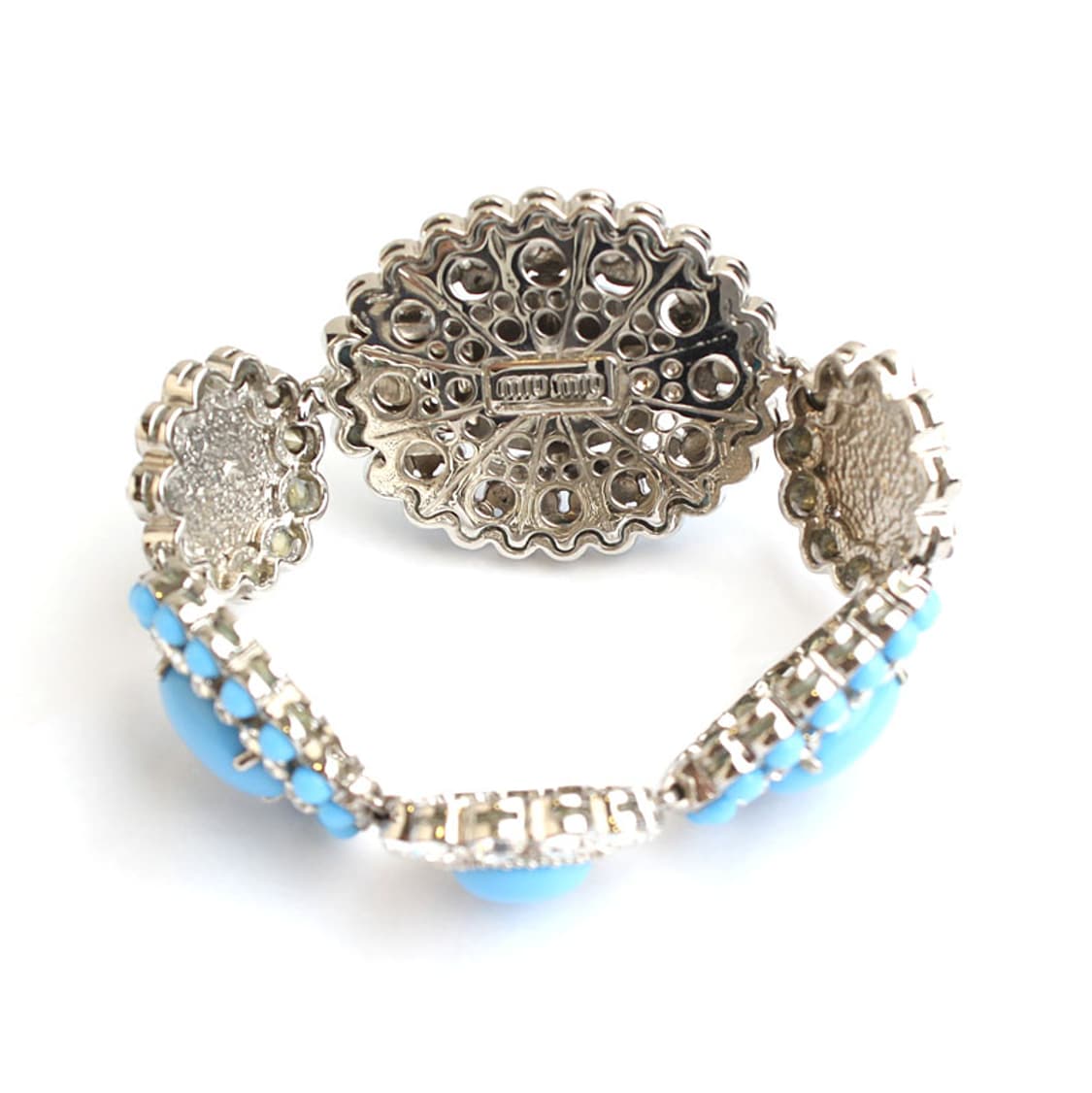 미우미우 터콰이즈 크리스탈 은장 팔찌 상품이미지2