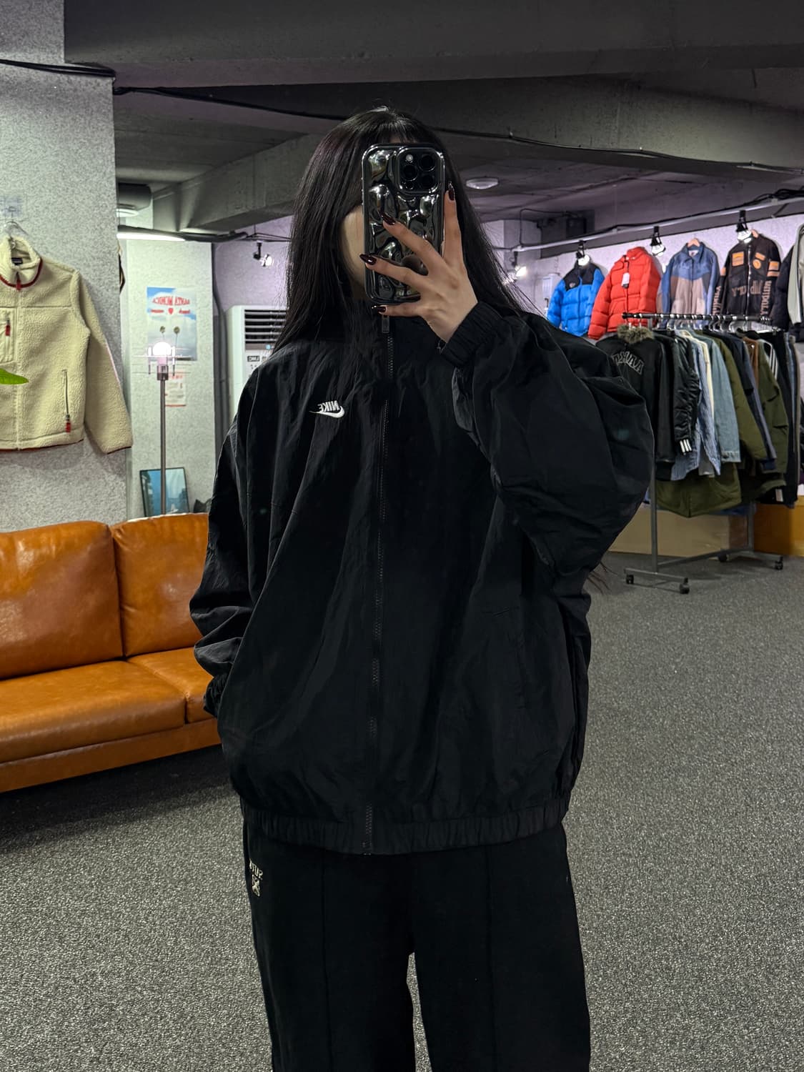 나이키 블랙 스우시 로고 바람막이 자켓 B4367 상품이미지1