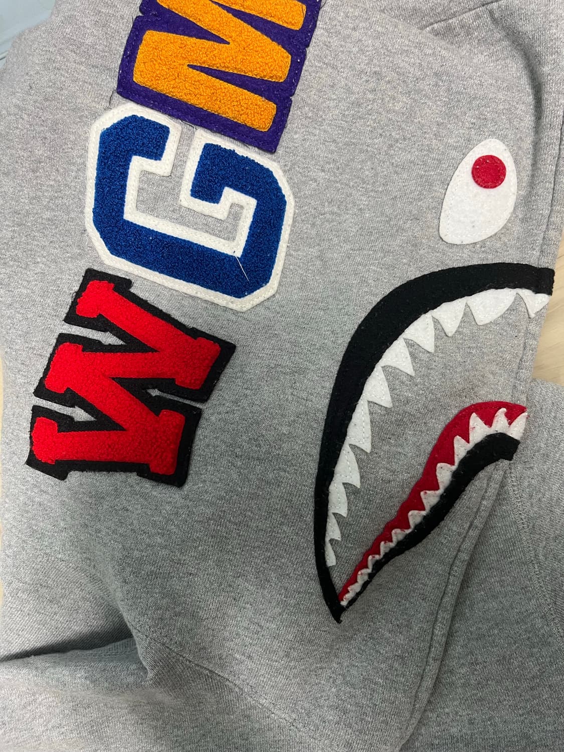 베이프 샤크 후드집업 그레이 L 상품이미지4