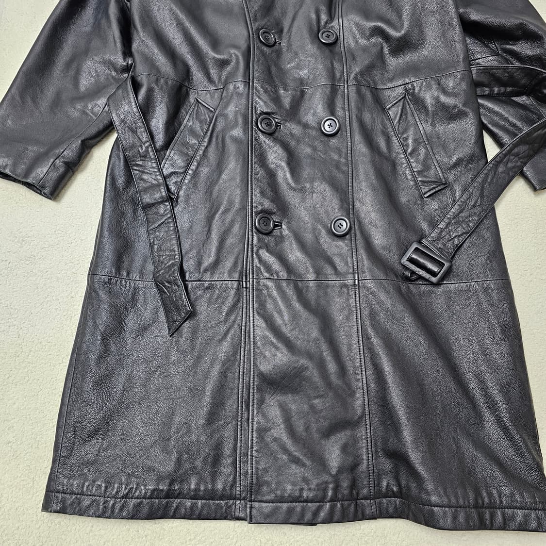 [L] Wind Armor 블랙 양가죽 트렌치 코트 상품이미지3