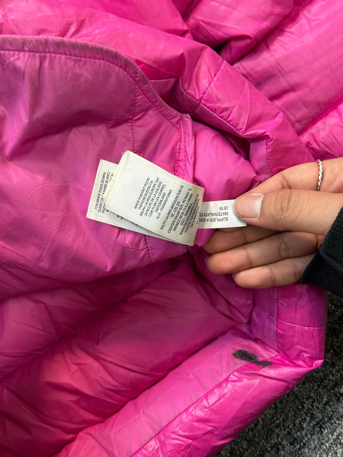 폴로 랄프로렌 딥핑크 후드 경량패딩 L 상품이미지6