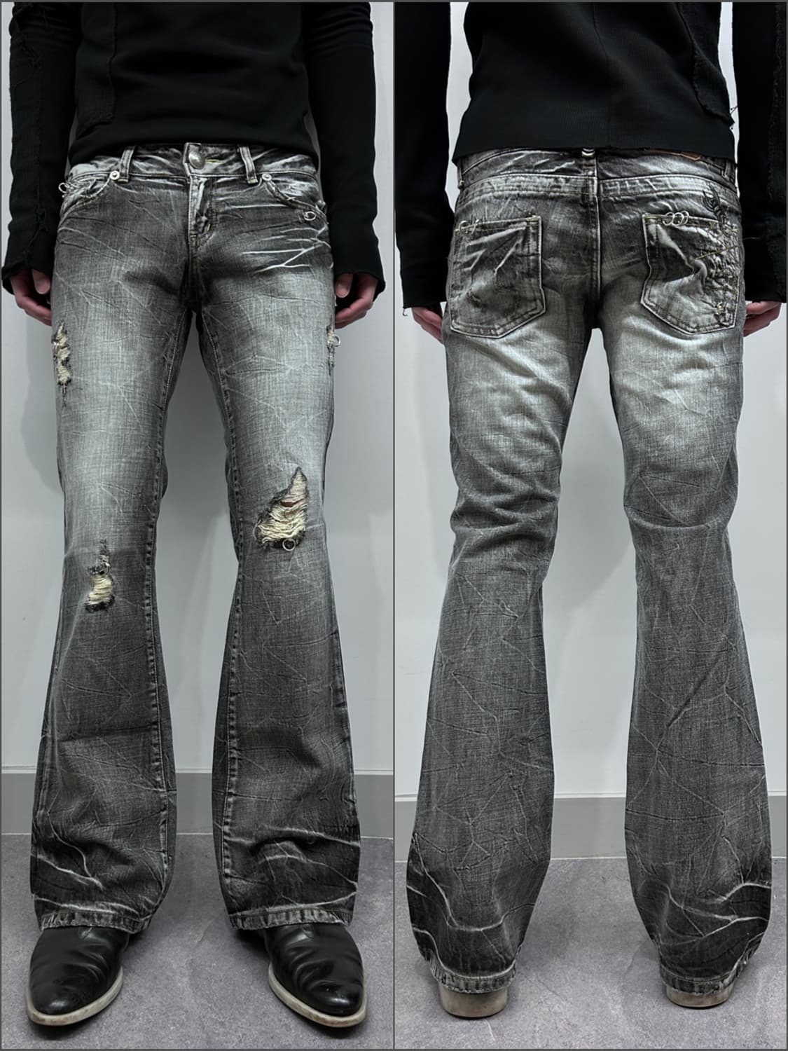 Decade Jpn 피어싱 샌드 워싱 부츠컷 데님 상품이미지1