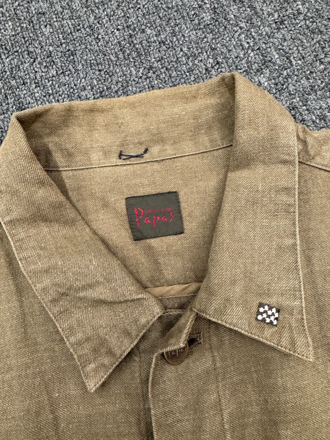 M)Papas 빈티지 자수 포인트 카키 몬순 셔츠 자켓 상품이미지4