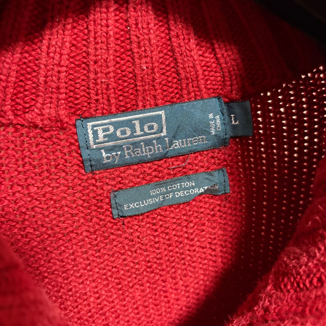 폴로 랄프로렌 코튼 반집업 니트 / 레드, L 상품이미지5
