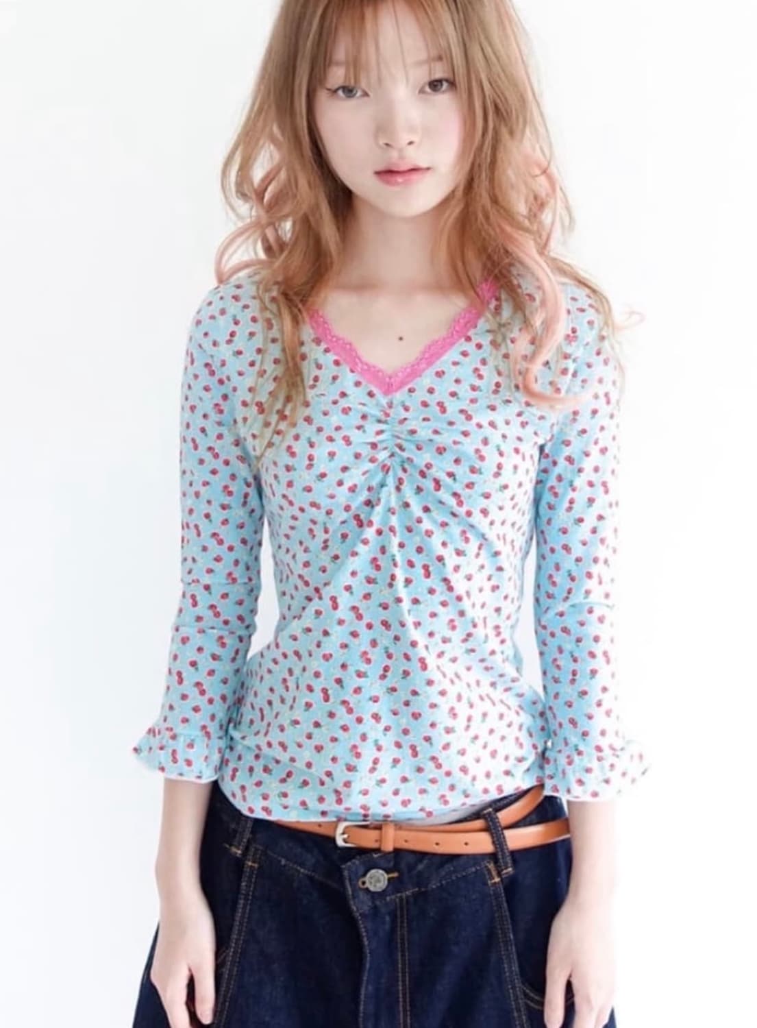 샵페어리 민트 레이스탑 상품이미지1