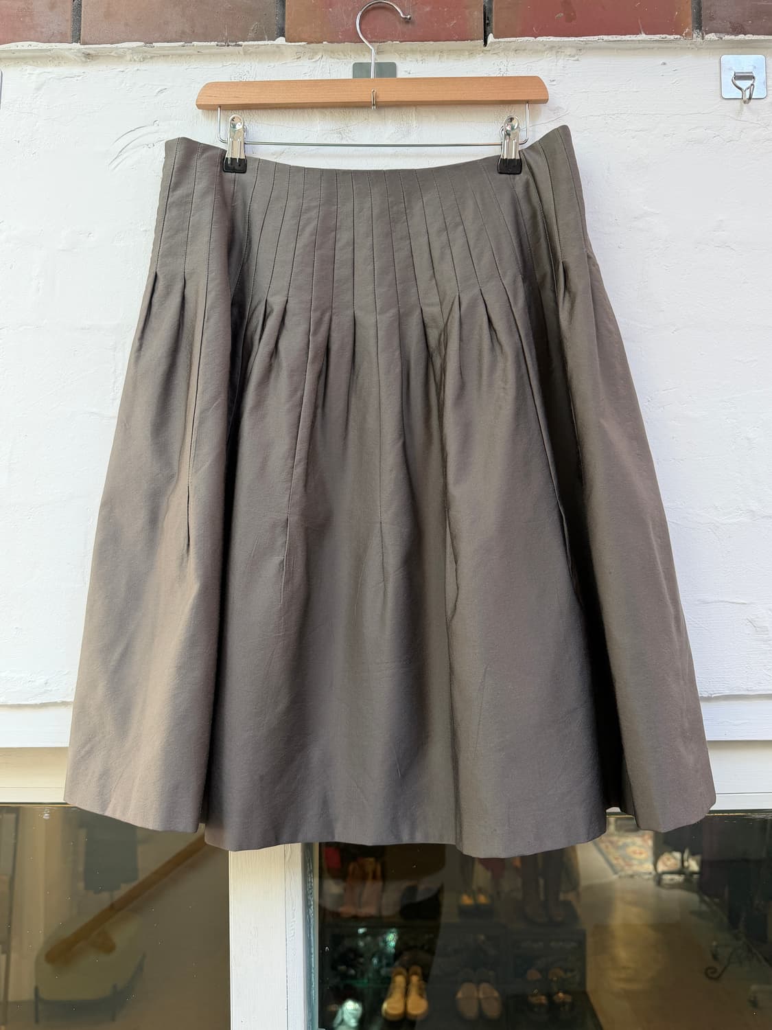 PRADA 프라다 실크 울 블렌드 플리츠 스커트 42 상품이미지8
