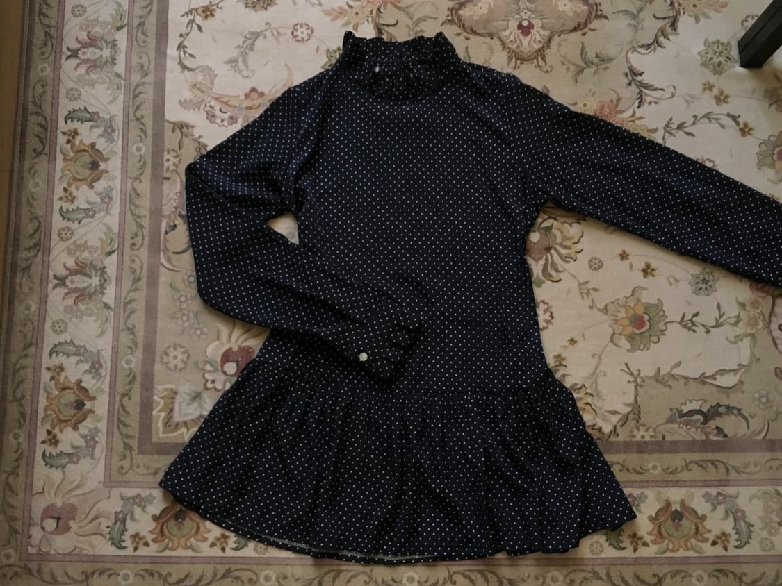 프릴 도트 네이비 롱 티셔츠 상품이미지1