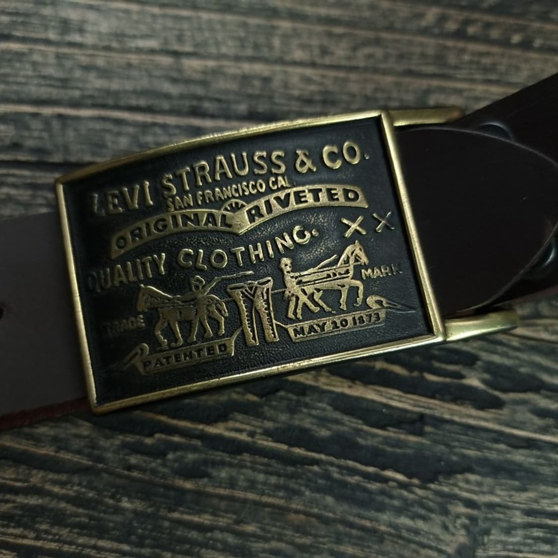 [리바이스] 리얼 카우 레더 소가죽 빅로고 버클 벨트 브라운 M18855 상품이미지4