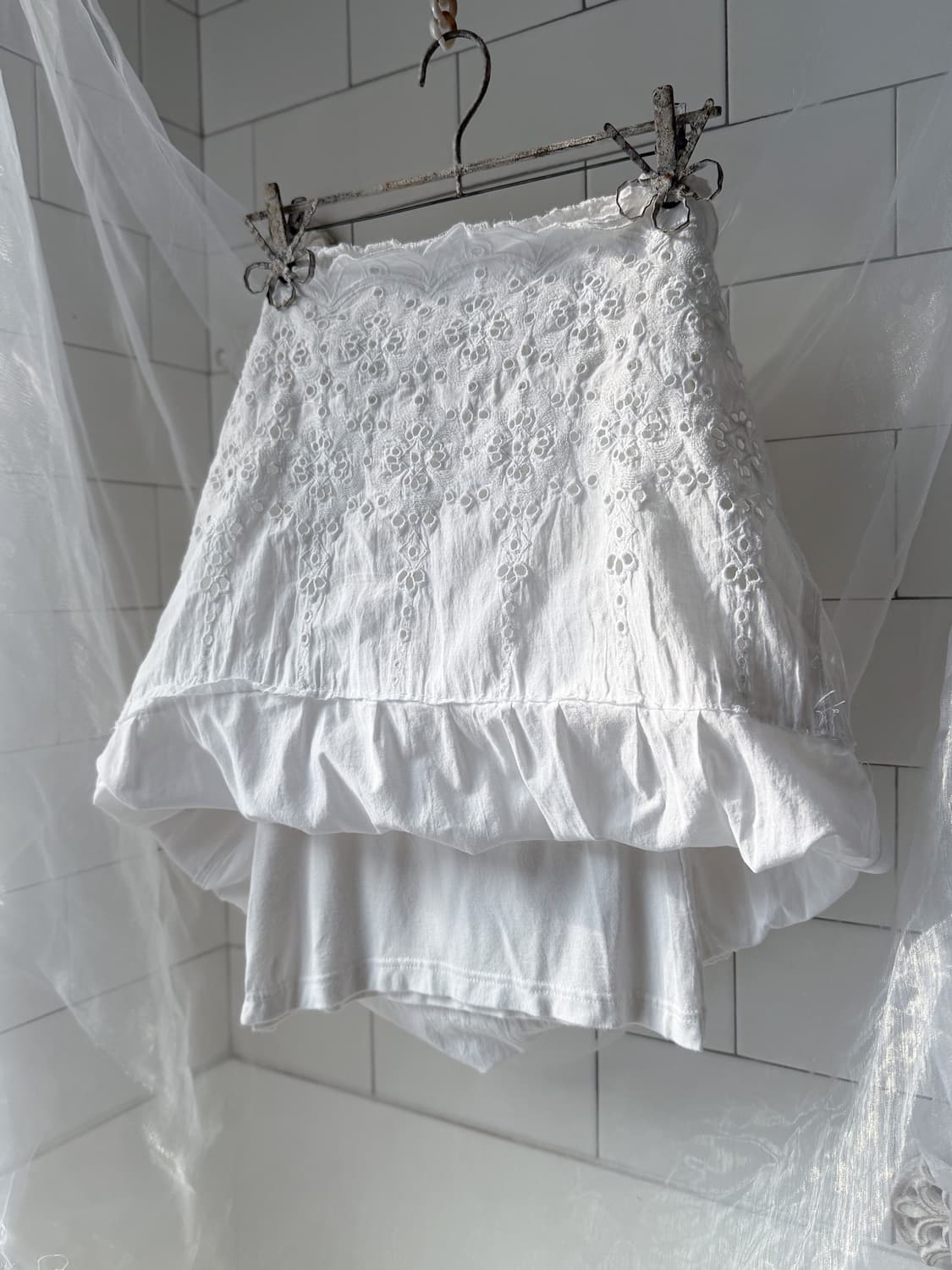 Linen Crochet Punching Skirt 0295 상품이미지6