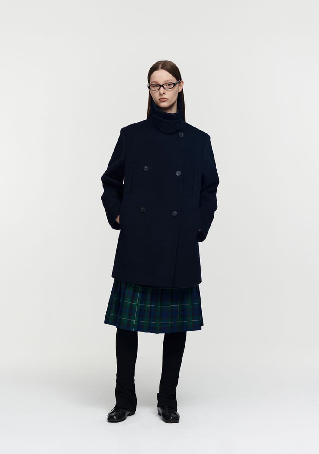 Burmula wool pea coat navy 상품이미지2