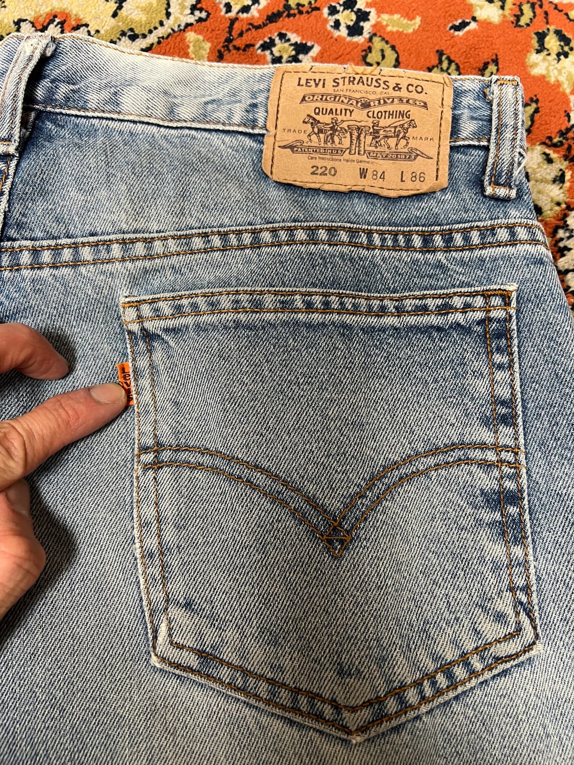 [33] 리바이스 220 빈티지 오렌지탭 연청 데님팬츠 상품이미지5