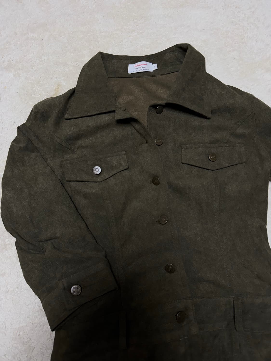 루루서울 스웨이드 점프수트 카키 스몰 숏 상품이미지4