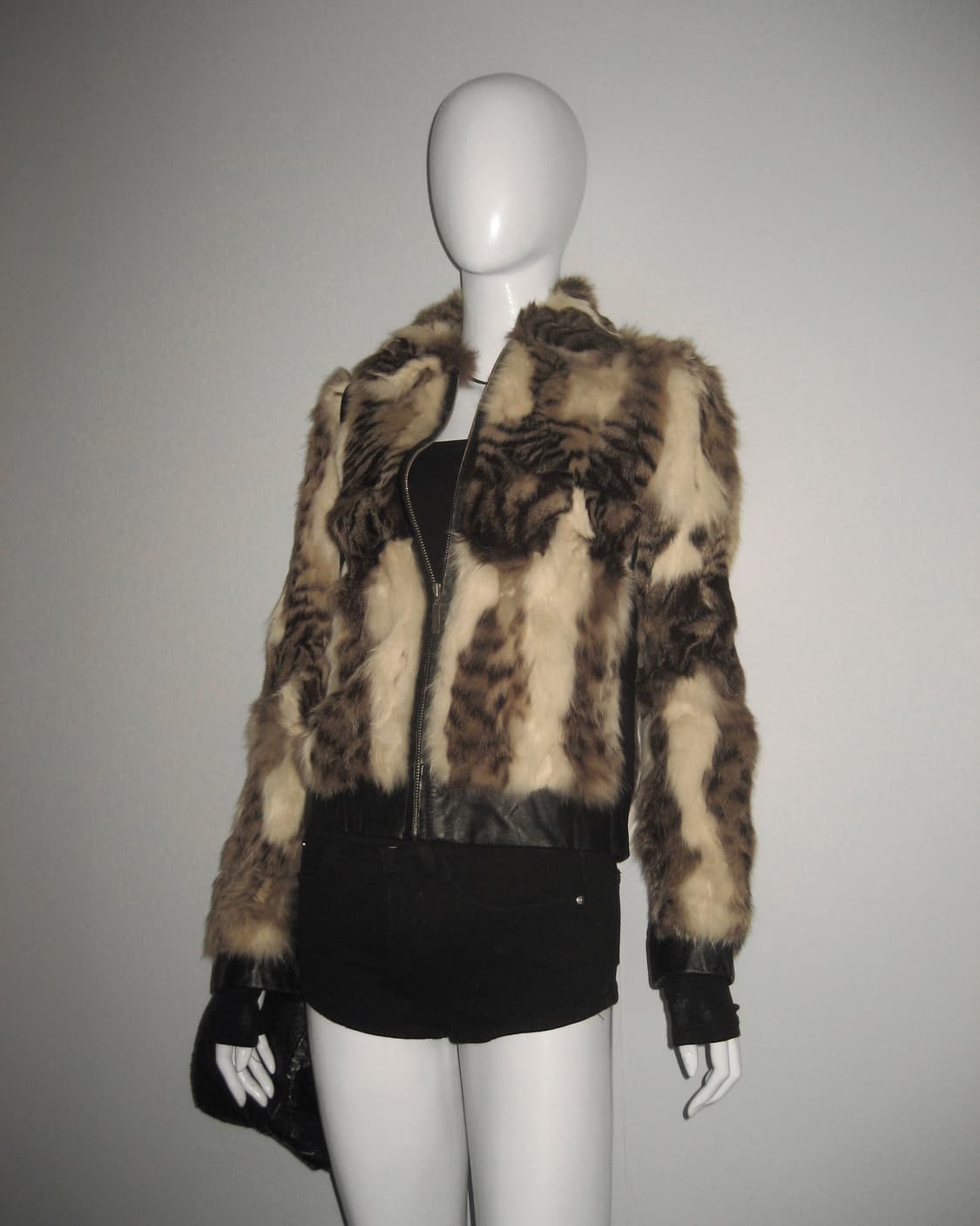 빈티지 토끼퍼 레더 자켓 레오파드 호피 갸루 상품이미지6