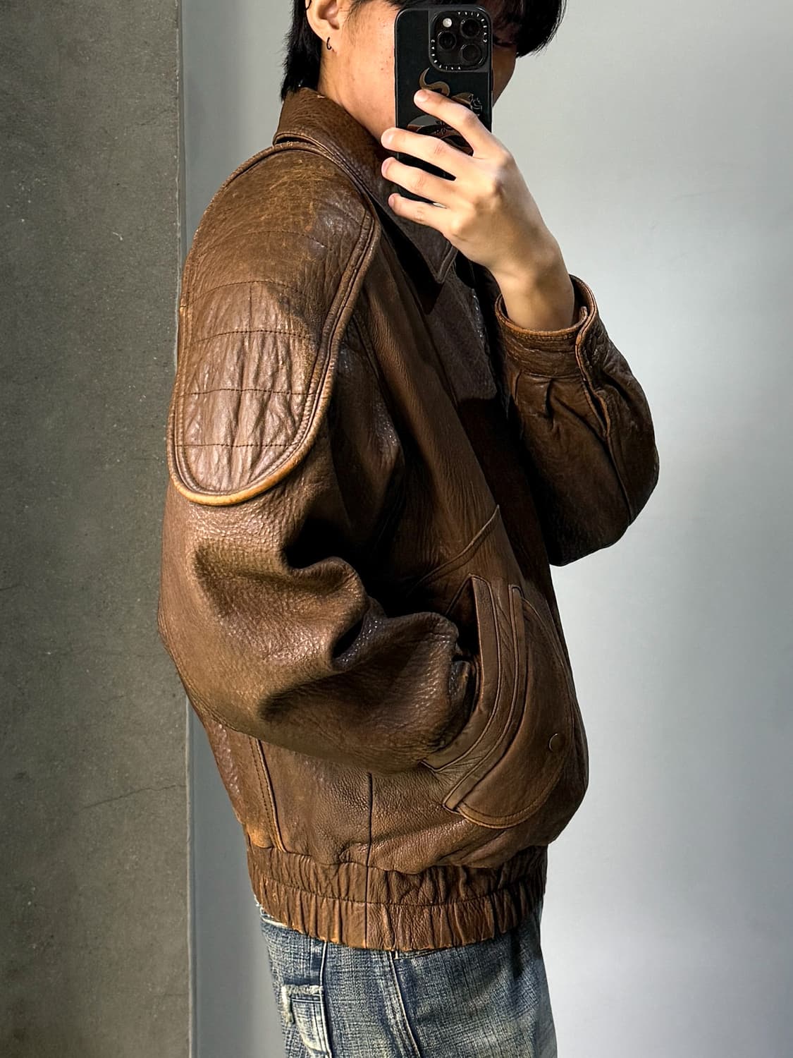 헨리 모렐 램스킨 레더 봄버 자켓 상품이미지2