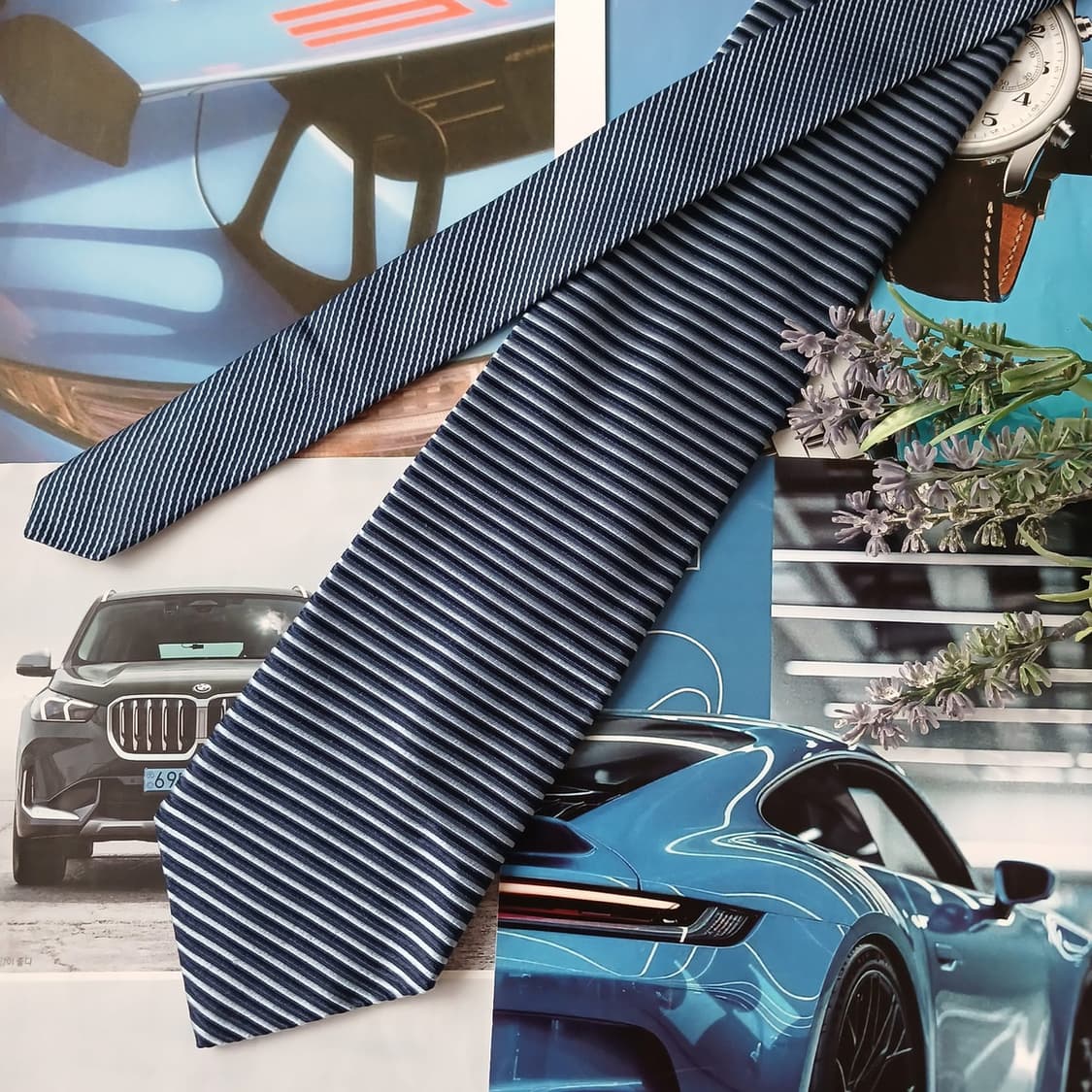 타미 힐피거 실크 네이비 스트라이프 넥타이 9cm A+등급 A18922
 상품이미지3