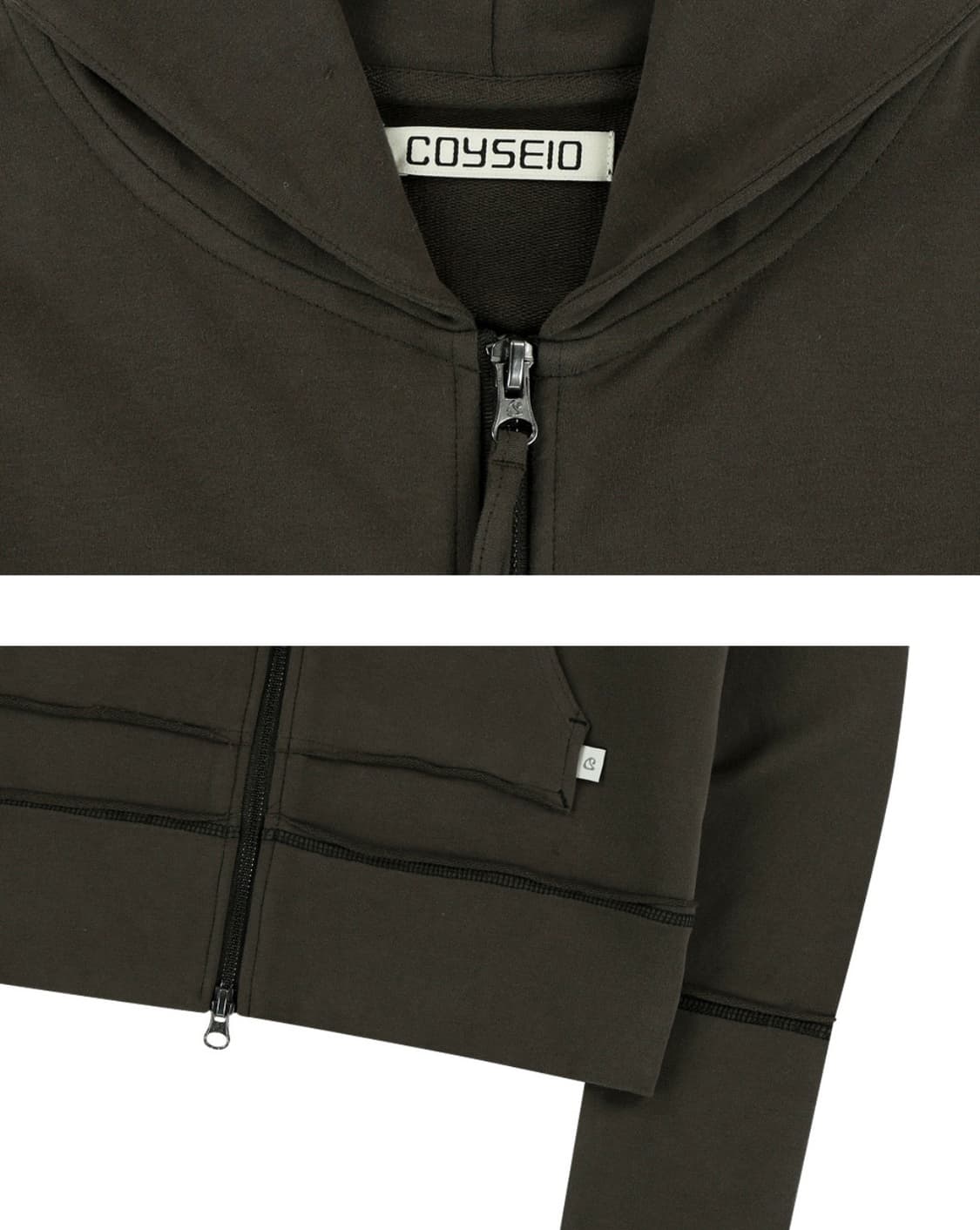 코이세이오 스티치 후드집업 다크브라운 (서지수착용) 상품이미지2