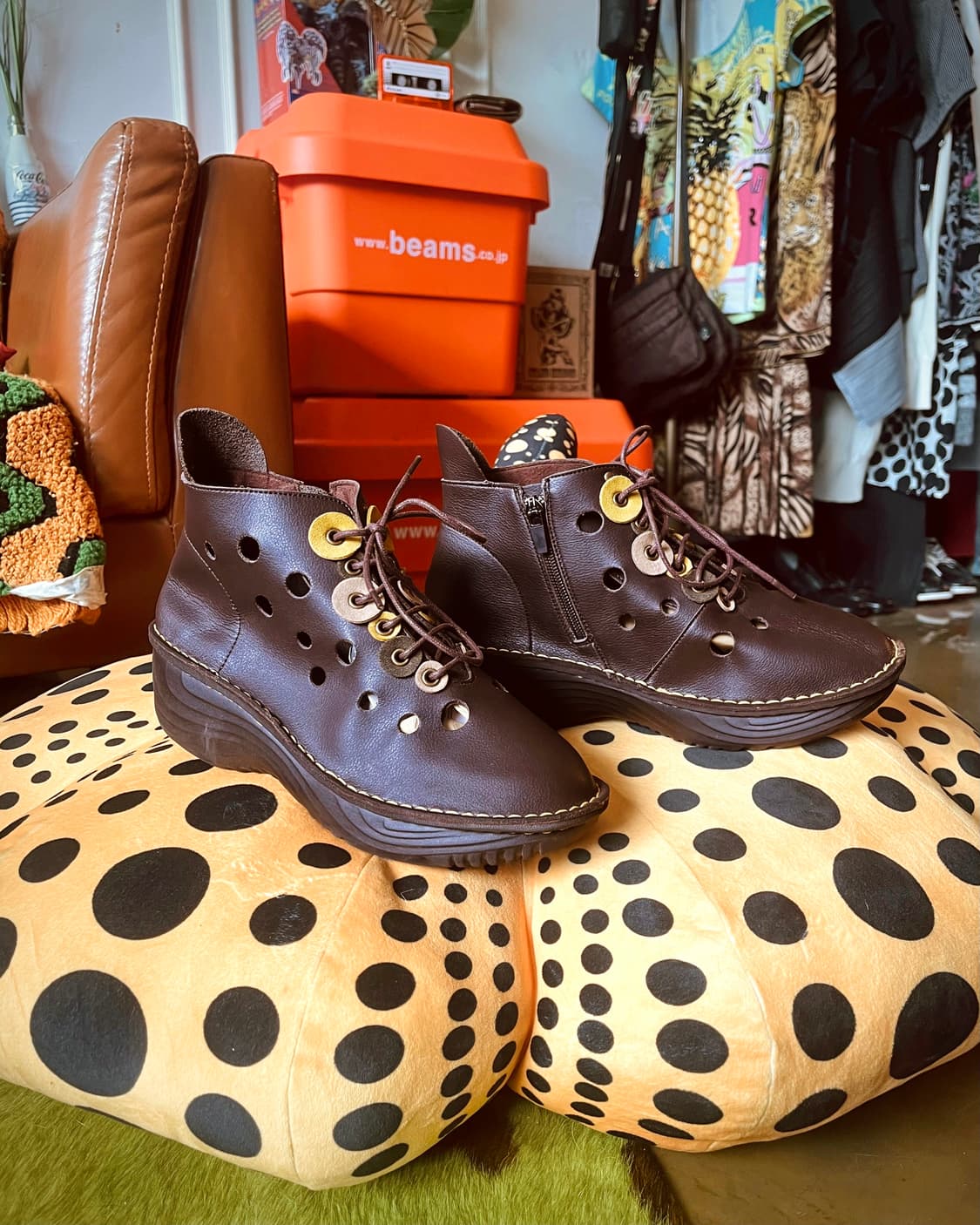 Japanese Handcraft Leather 3D Dot Boots 상품이미지4