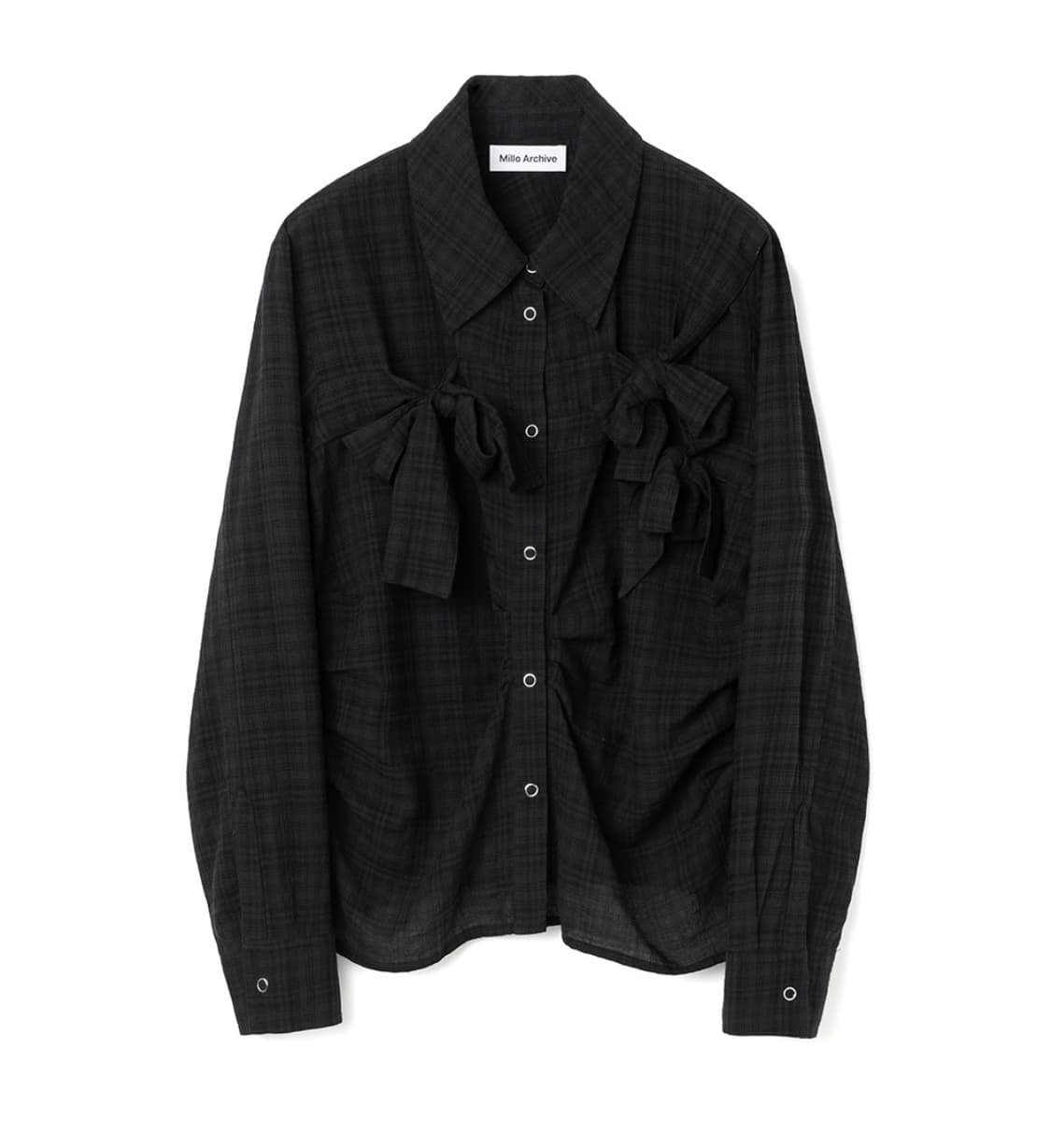 밀로우먼 리본 타이 셔츠 블랙 상품이미지1
