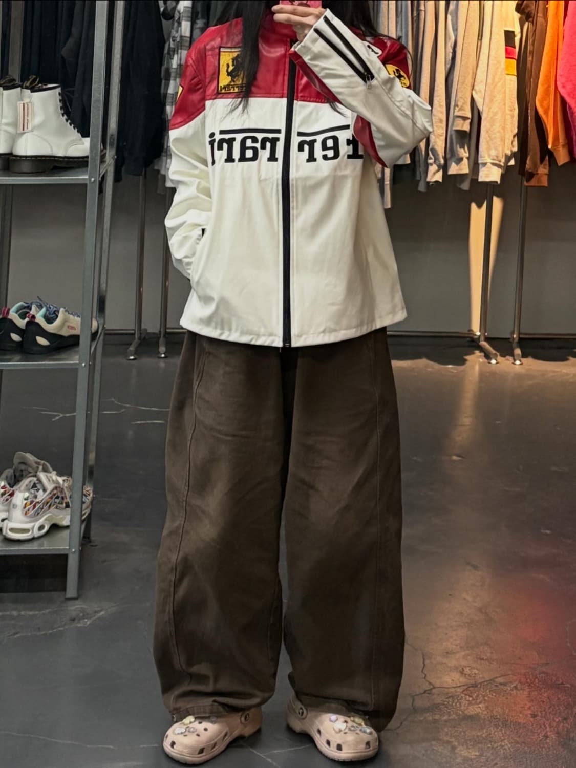 페라리 F1 자수로고 레드 레더자켓 A3399 상품이미지1