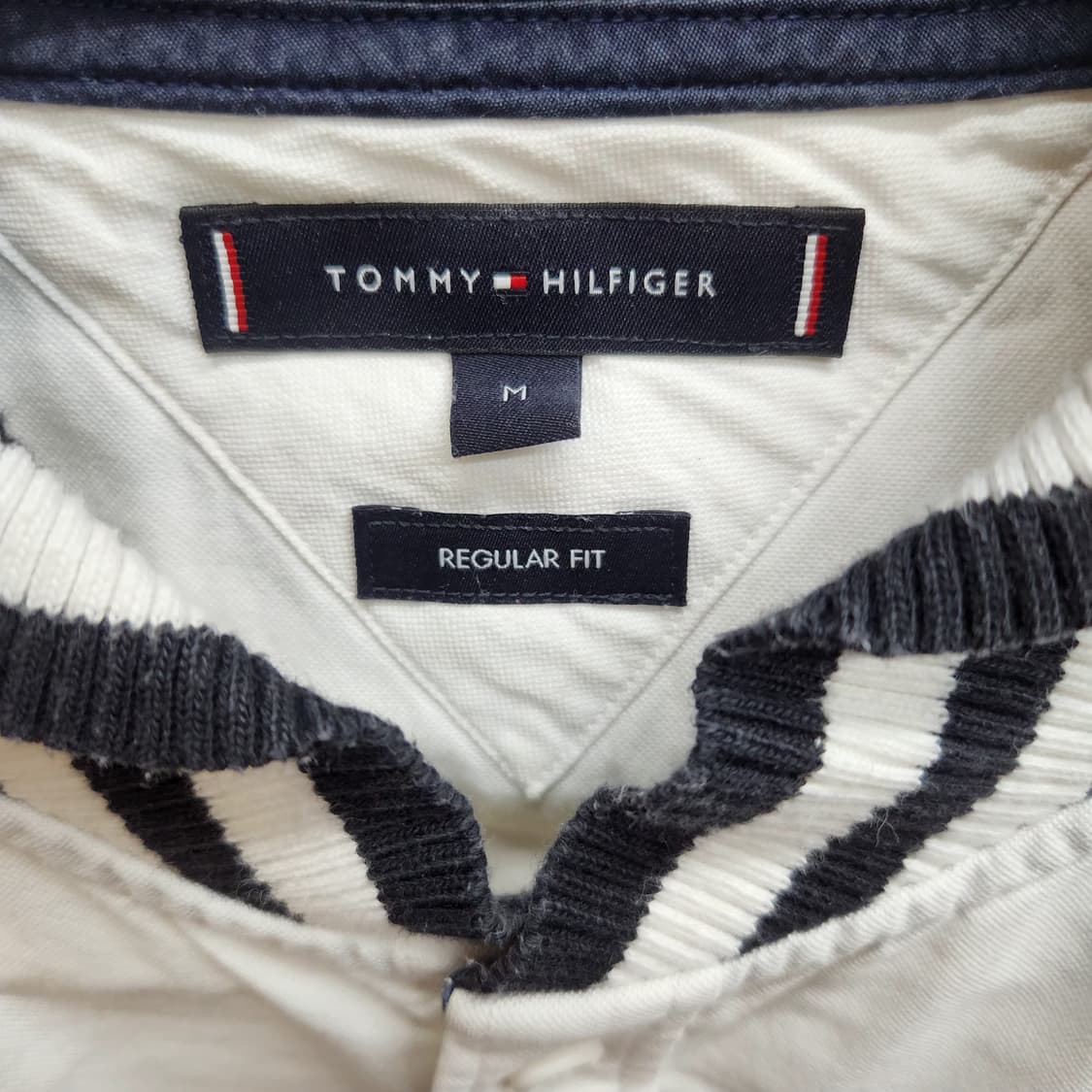 타미힐피거 밴드카라 디테일 배색 원포켓 셔츠M(L) 상품이미지5