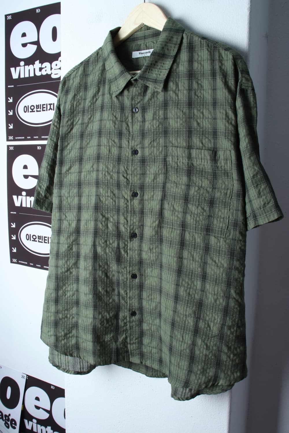(L-XL) 에잇세컨즈 반팔 카라 티셔츠 셔츠 남방 그린-H3H33814 상품이미지1