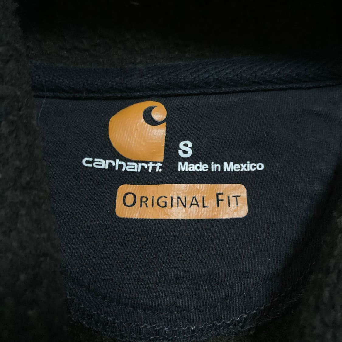 칼하트 패치 박스 로고 블랙 후드티 상품이미지3