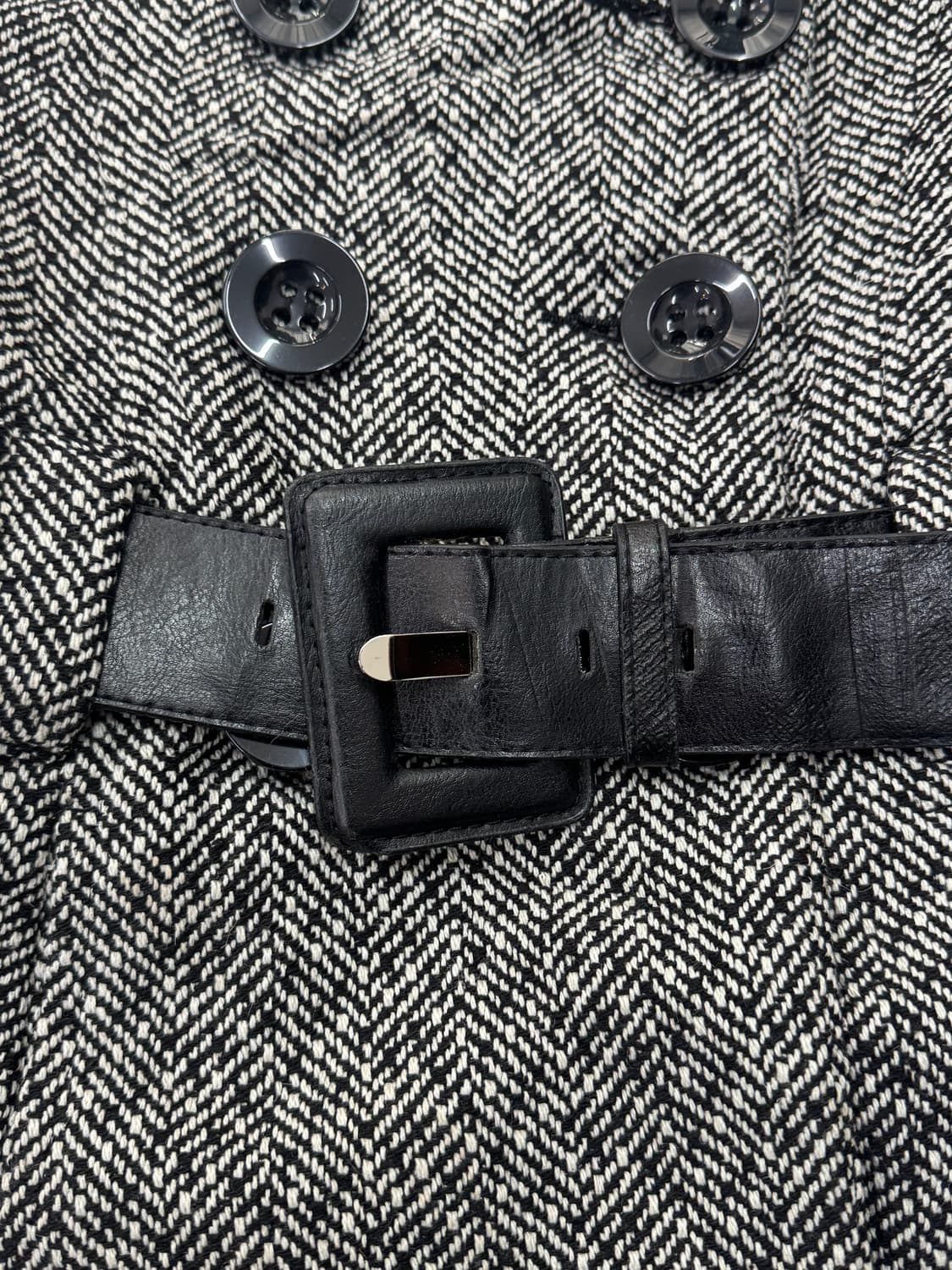 🩶슈슈룬 쇼콜라깔 숏 벨트 코트 🩶 나나깔 시크 패턴 일본 빈티지 상품이미지5