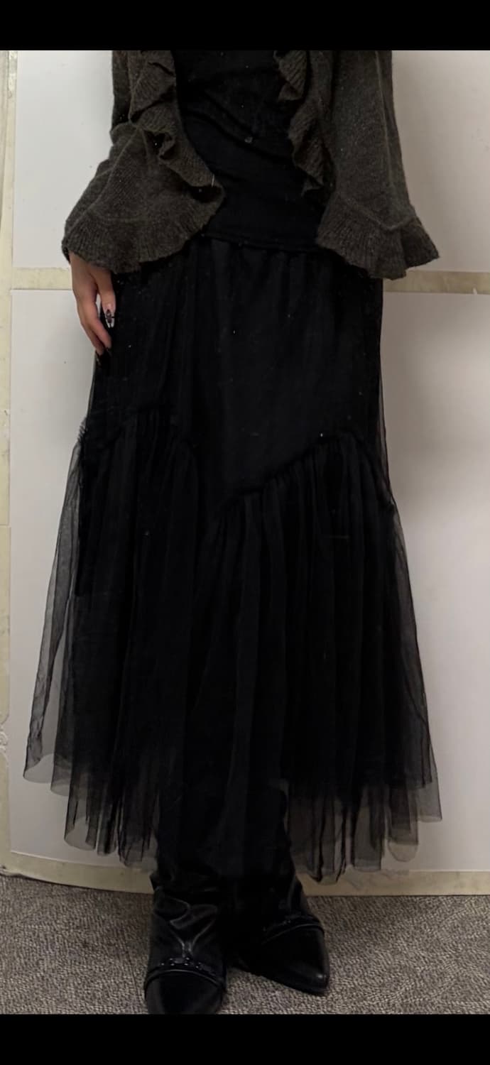 고스 롱 샤스커트 고딕 블랙치마 상품이미지2
