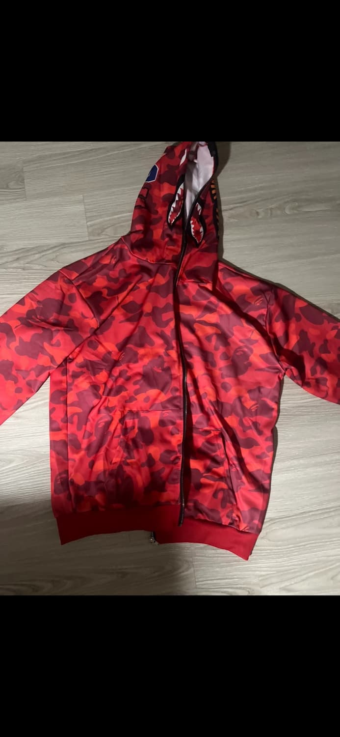 베이프 레드 후드집업 상품이미지1