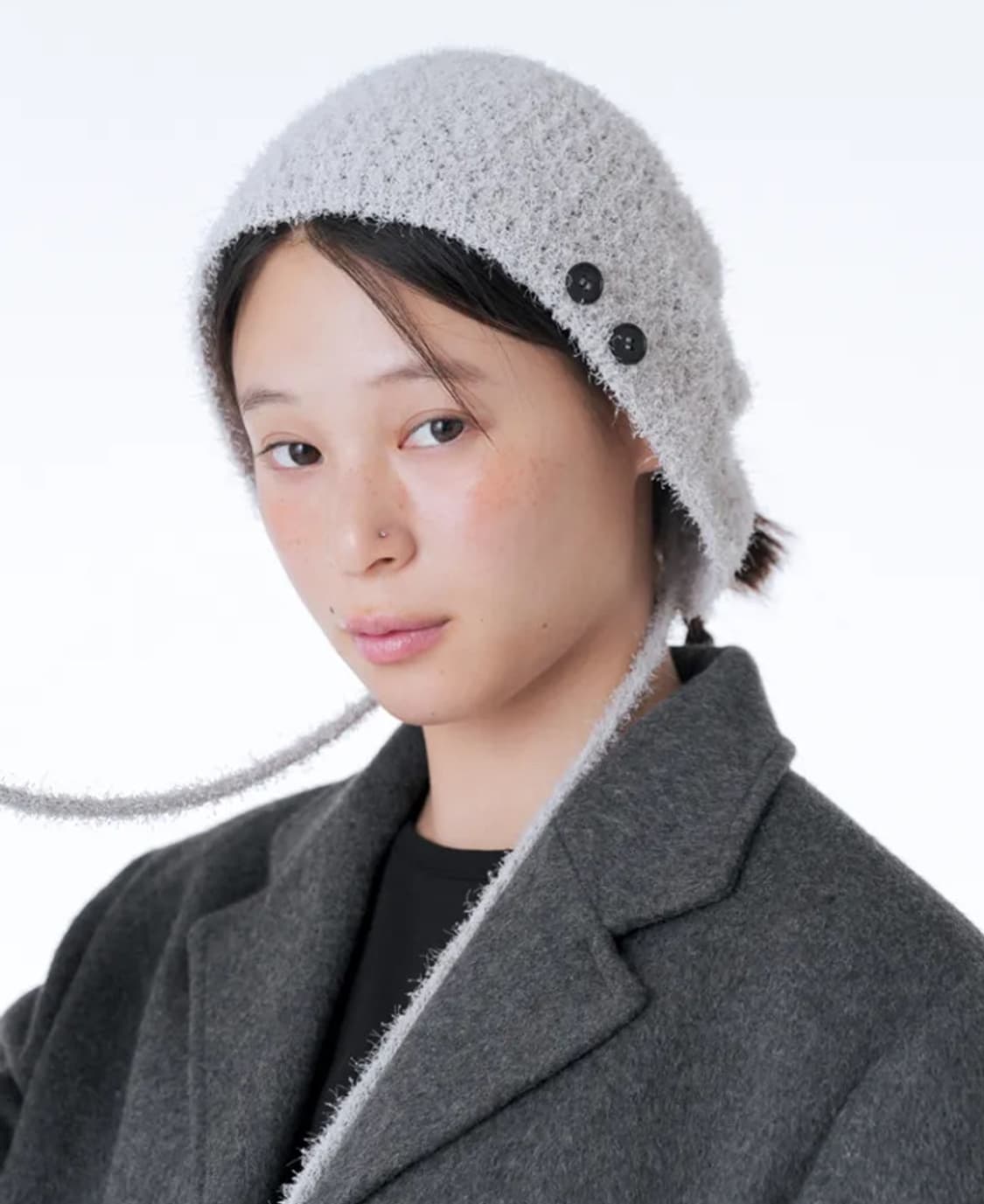 Miseki Seoul 미세키서울 후디 니트 바라클라바 (그레이) 상품이미지4