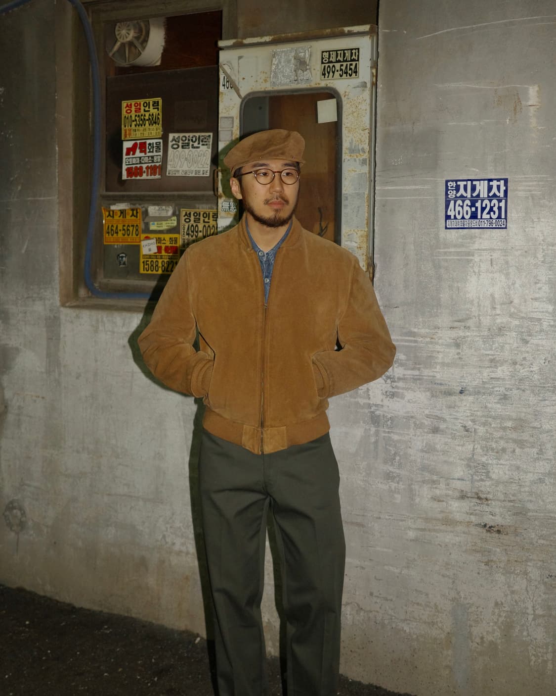 80‘s L.L. Bean 레더 스웨이드 스냅 플랫캡 상품이미지7