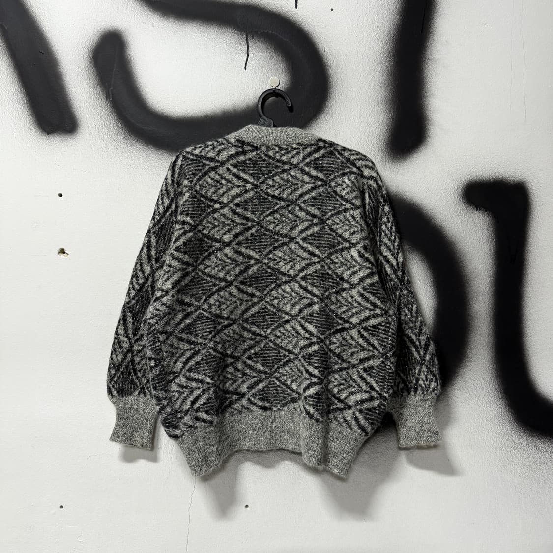 VTG 빈티지 리프 패턴 울 혼방 모헤어 가디건 상품이미지2
