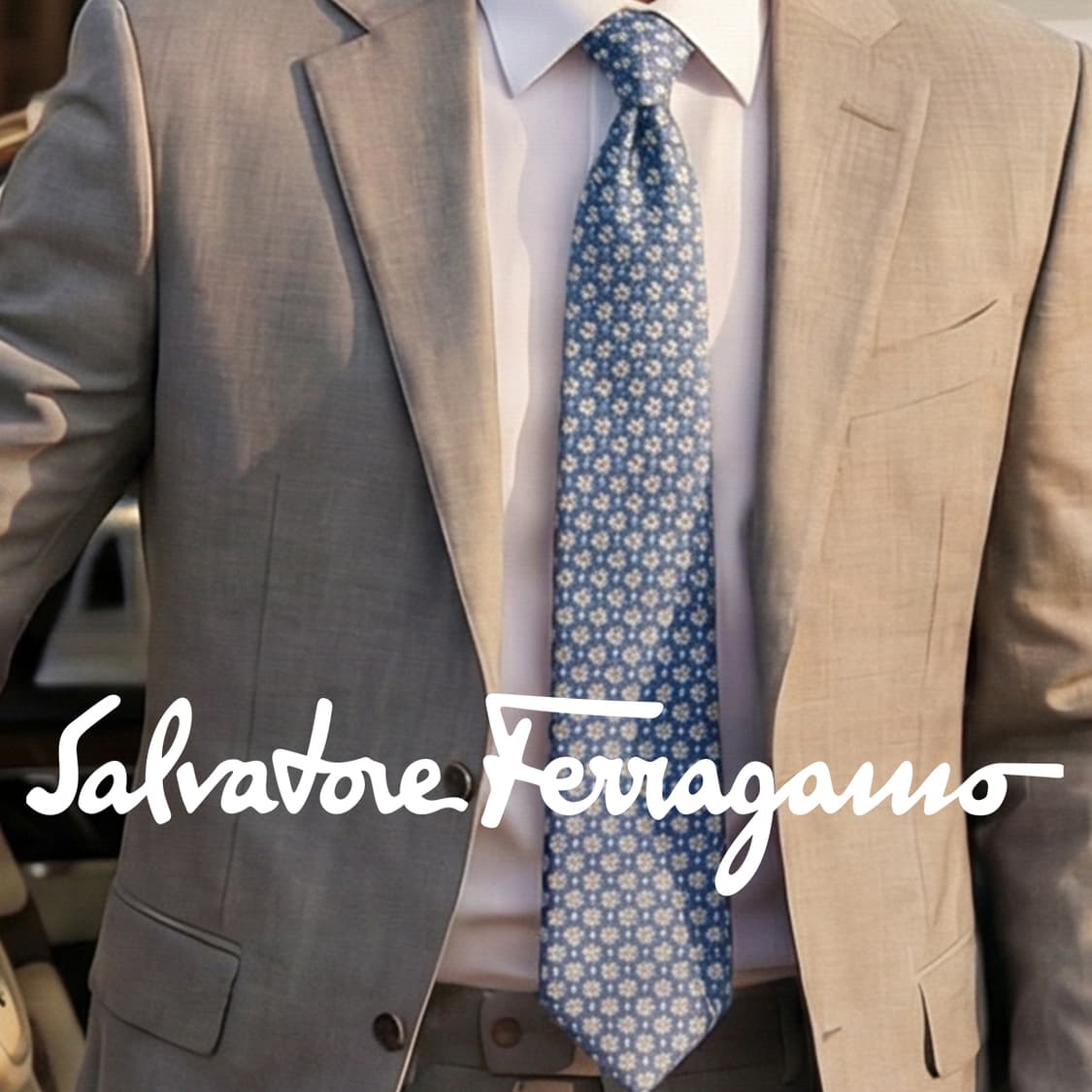 페라가모 실크 블루 플라워 패턴 넥타이 9.4cm A+등급 K1648
 상품이미지1