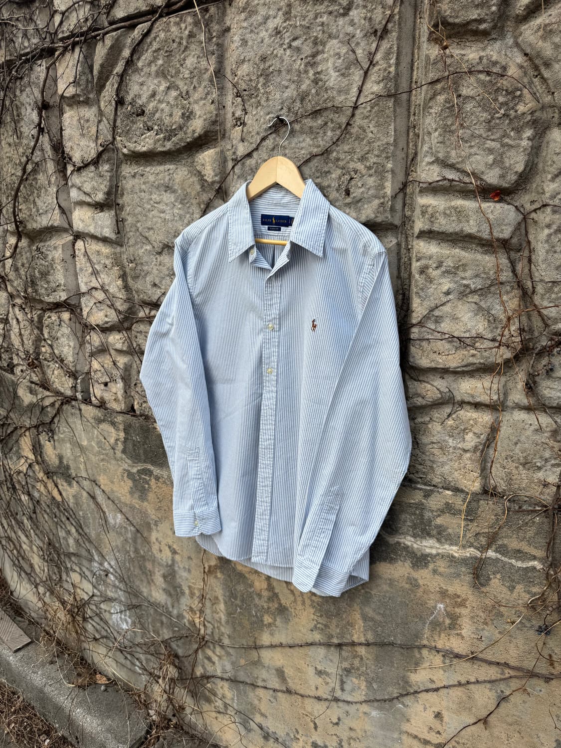 폴로 랄프로렌 빈티지 하늘색 스트라이프 클래식 핏 셔츠 L 상품이미지3