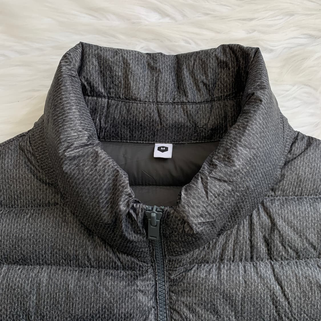 차콜 스카시 니트 패턴 구스다운 경량 패딩 1747 상품이미지4