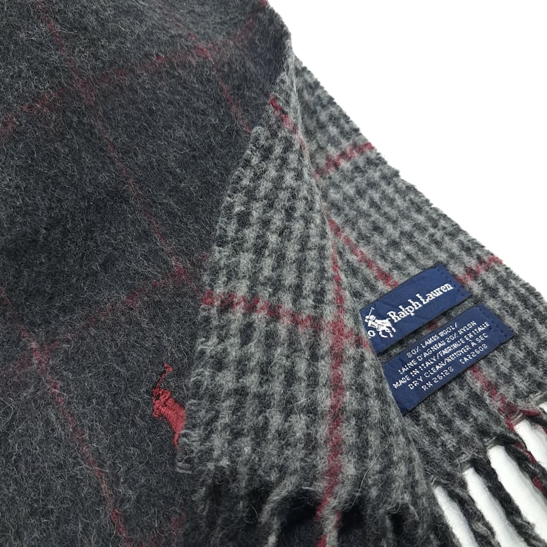 MX275 폴로 랄프로렌 윈도우페인 하운드투스 램스울 목도리 머플러 상품이미지5