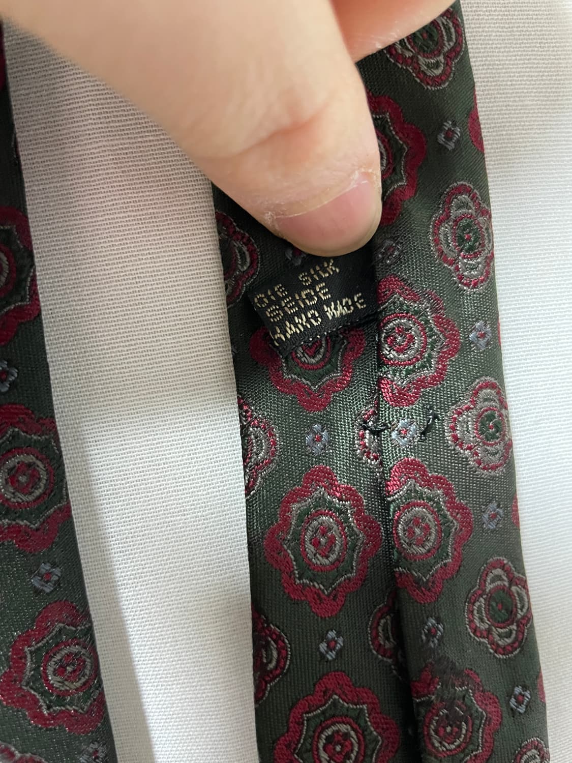 크리스찬 디올 Dior 명품 빈티지 플라워 실크 넥타이 _ 그린/레드 상품이미지7
