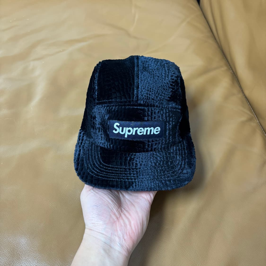 슈프림 캠프캡 모자 박스로고 크로커다일 코듀로이 네이비 상품이미지2