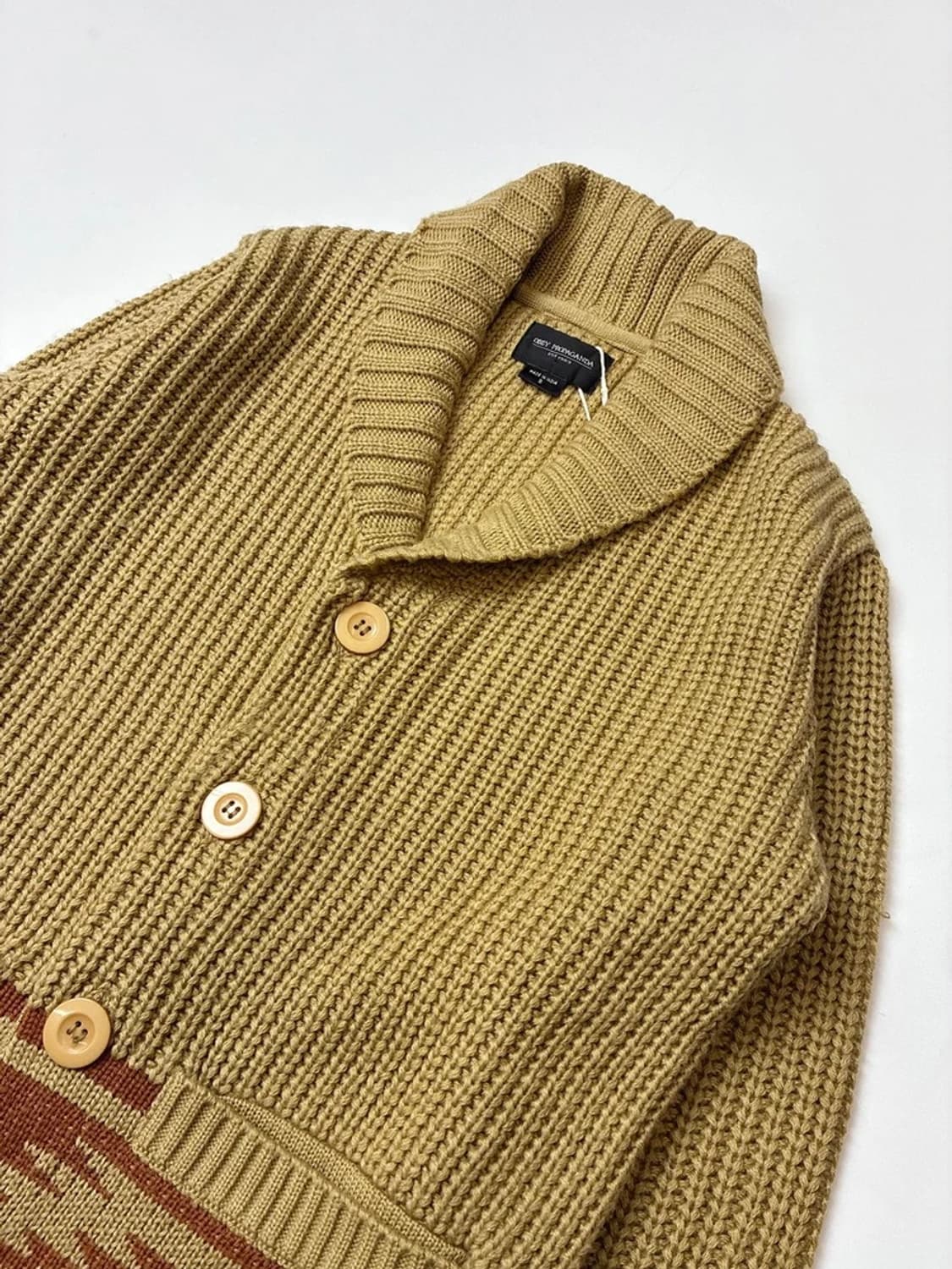 오베이 프로파간다 패턴드 숄카라 니트 가디건 PN5127 상품이미지2