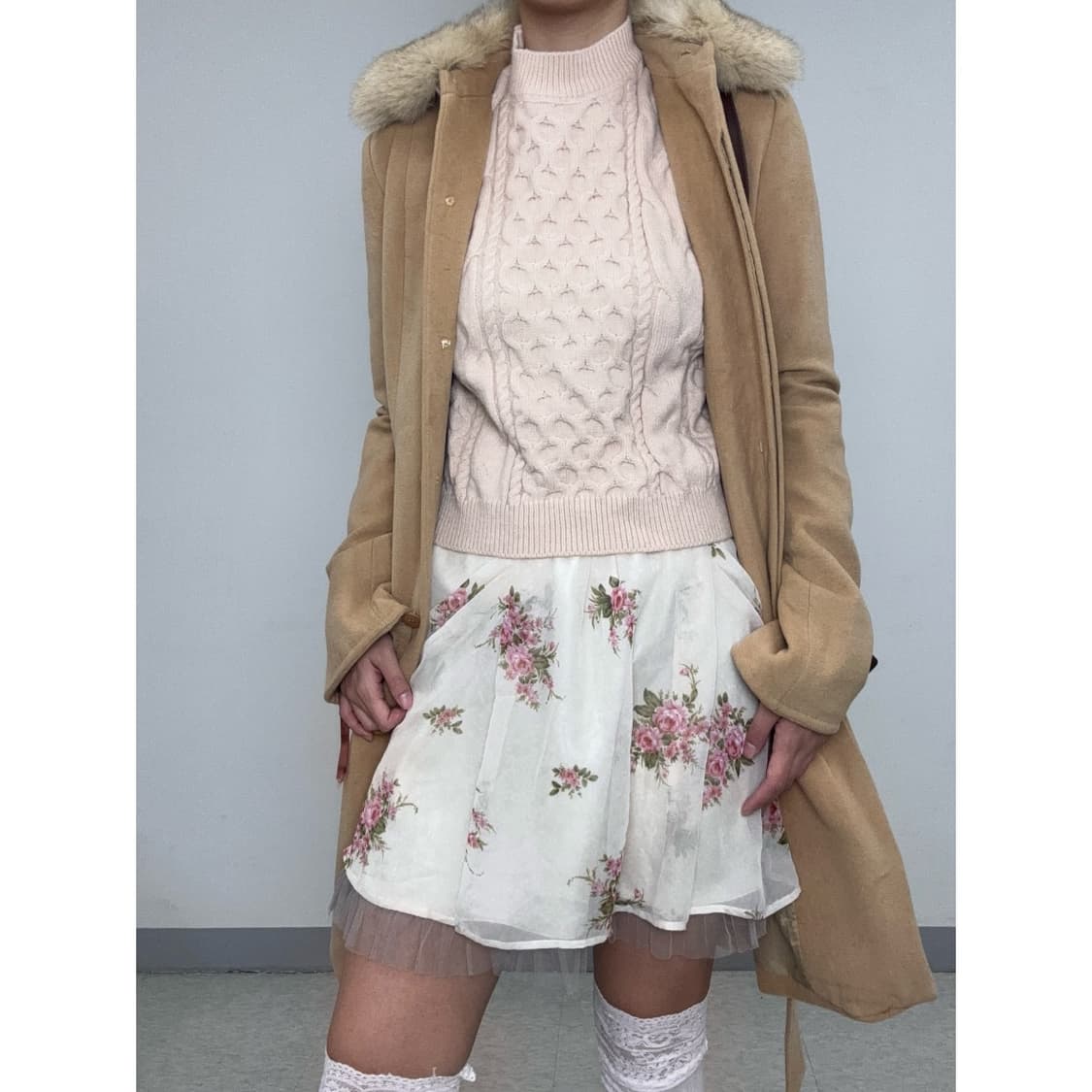 빈티지 갸루 롱 코트 아우터 상품이미지5