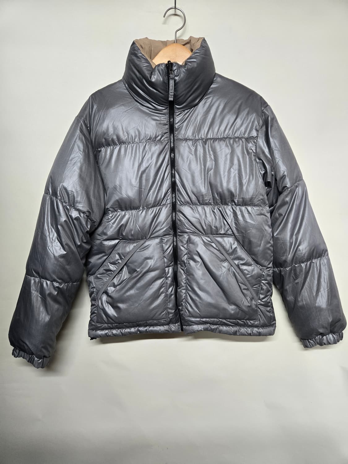 스파오 리버시블 숏패딩 S실버/브라운 상품이미지2