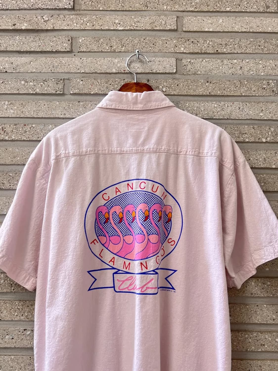[L]80's USA 빈티지 CANCUN 플라밍고 프린팅 셔츠 상품이미지1