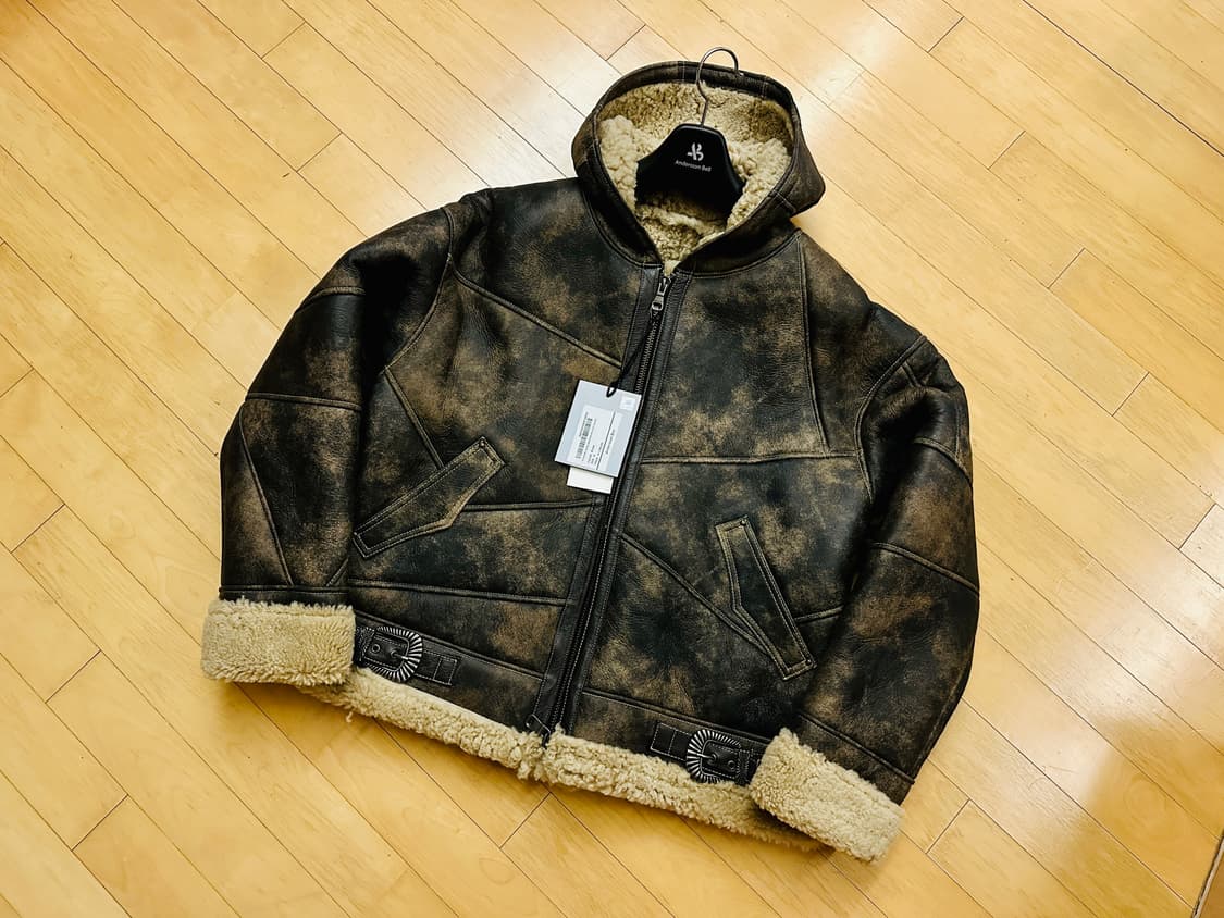 [앤더슨벨] 패치워크 후디 램 셔링 자켓 awa473m(BROWN), L 상품이미지1