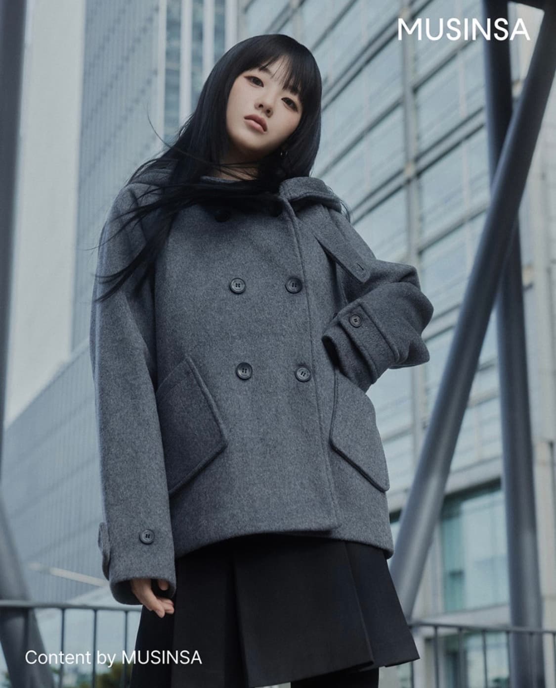 미세키서울 후드 더블버튼 코트 상품이미지1