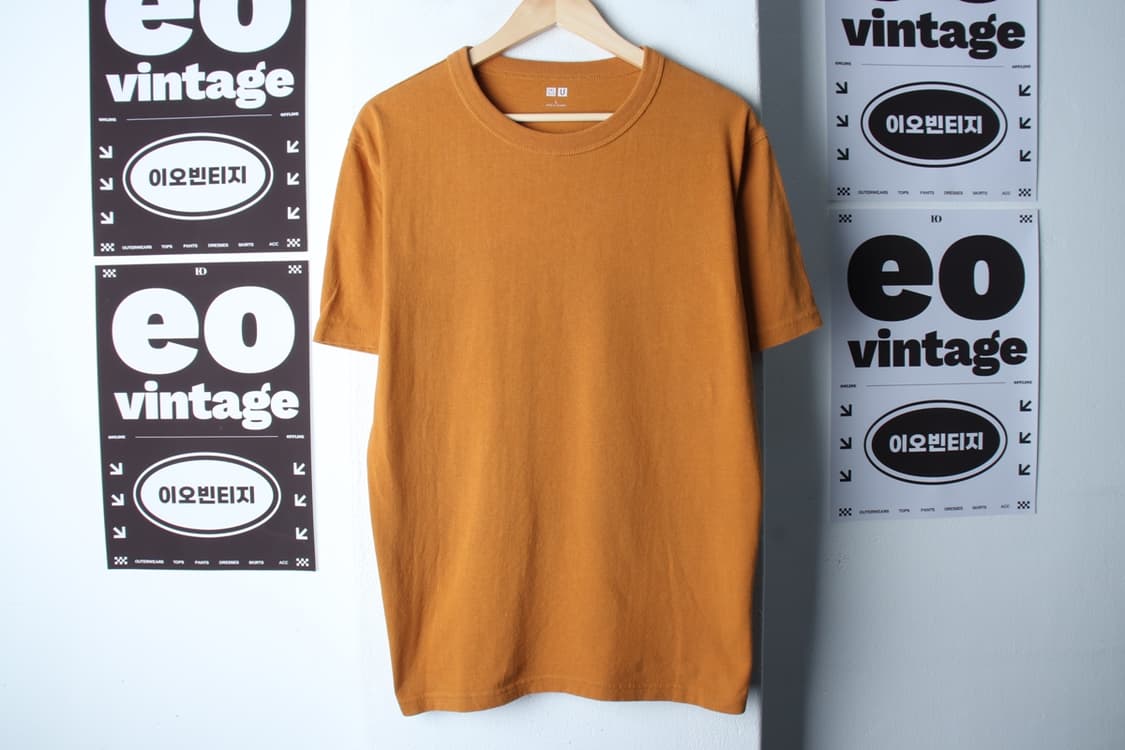 (L-XL) 유니클로 반팔 티셔츠 U라인 무지 브라운 카멜-H32932 상품이미지2