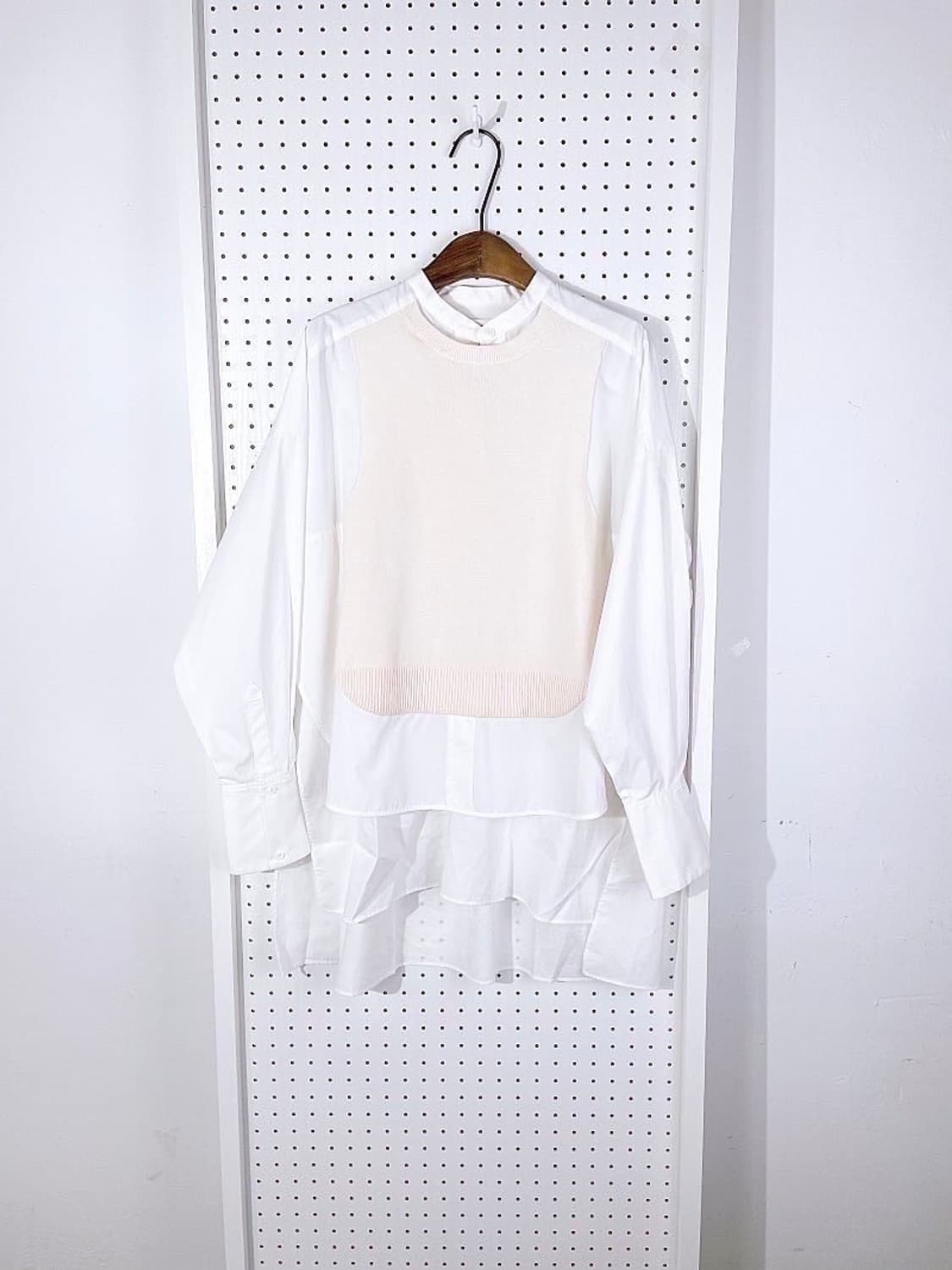 (정품/새상품) 엔폴드 여성 화이트 베이지 니트 셔츠 블라우스 상품이미지1