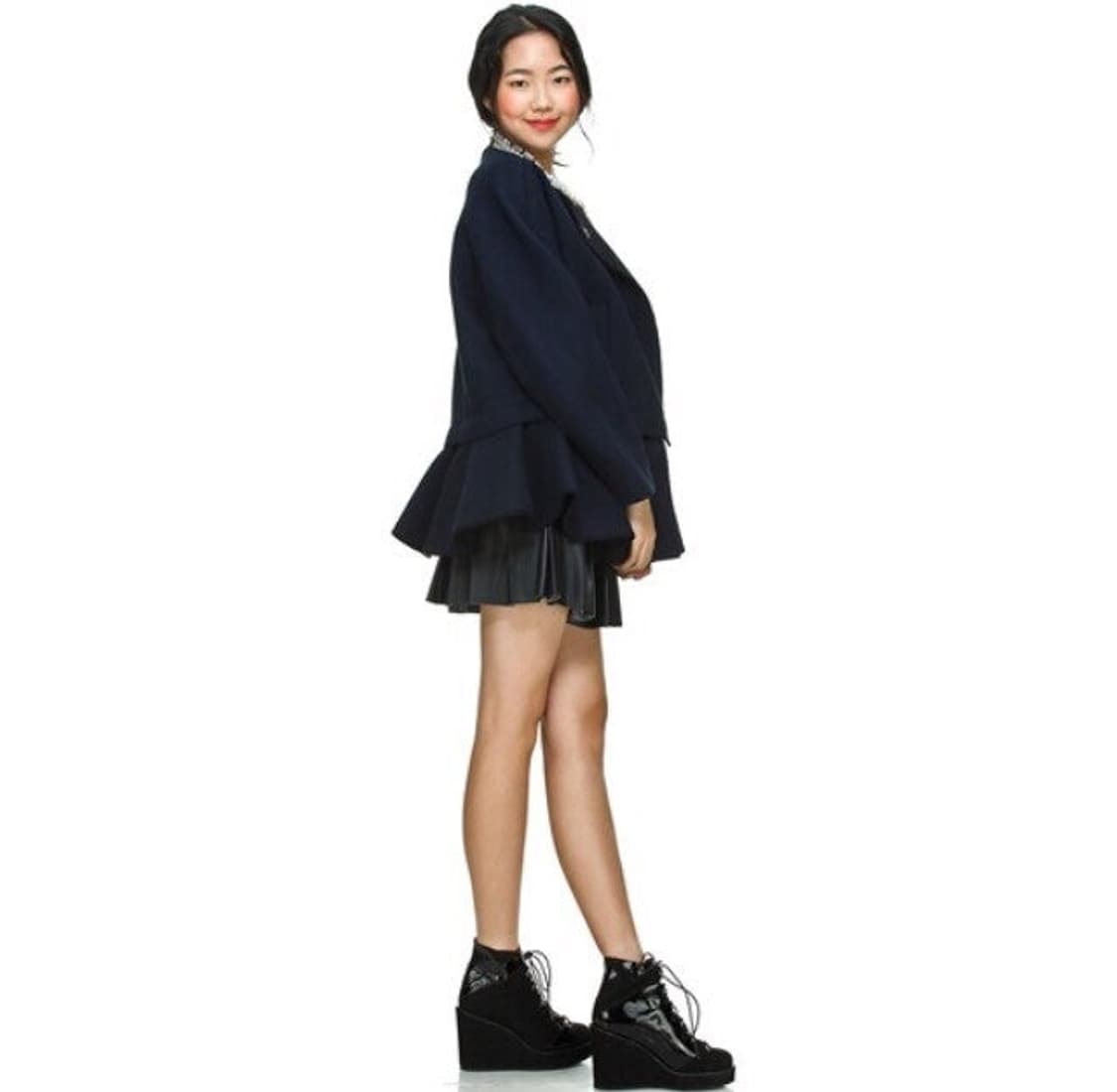 럭키슈에뜨 페플럼코트 네이비 상품이미지4