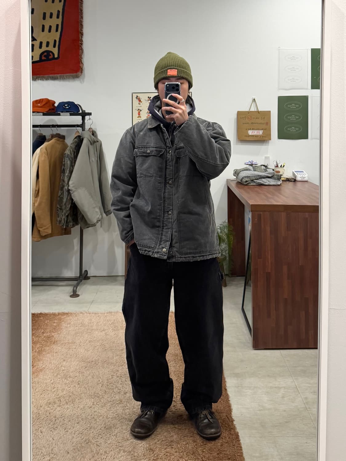 90s Bercowear 덕 캔버스 페이딩 초어 워크 자켓 (USA) 상품이미지2