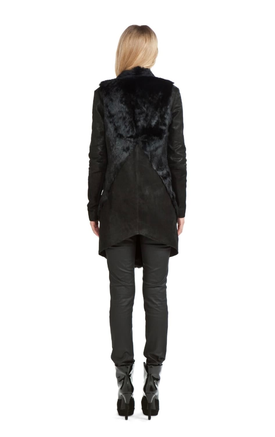 헬무트랭 래빗 퍼 레더 코트 P 상품이미지4